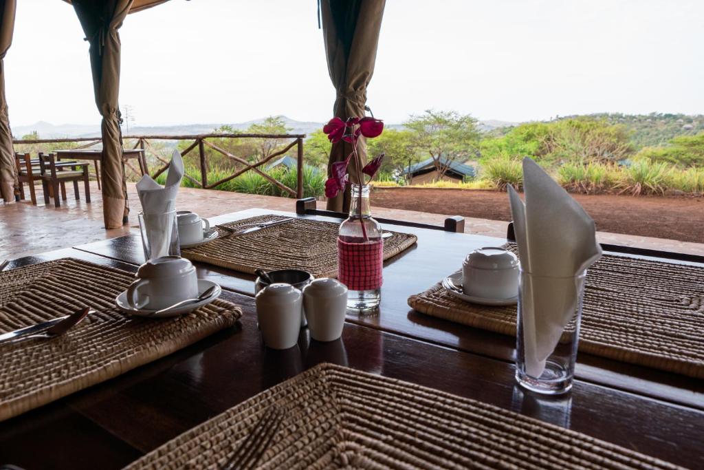 Direction le Lac Manyara, un paradis pour plus de 150 espèces oiseaux. Ce parc est aussi très connu pour y abriter des lions qui grimpent aux arbres . Vous y croiserez autant de singes que de gros mammifères. Installation à PEMBENI TENTED LODGE, Une vue imprenable , notamment sur la forêt de Ngorongoro.